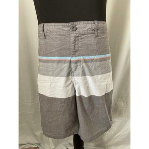 Trinity Blue/Gray/White Striped Hybrid Casual Shorts